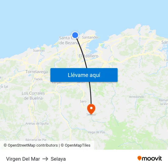 Virgen Del Mar to Selaya map