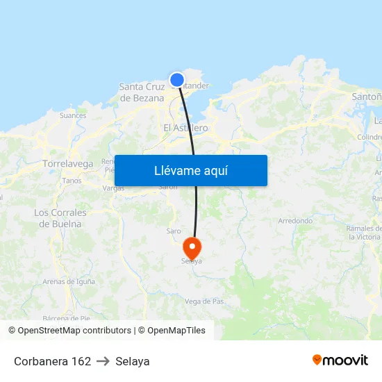 Corbanera 162 to Selaya map