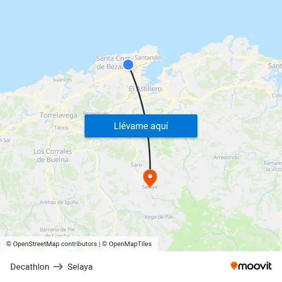 Decathlon to Selaya map