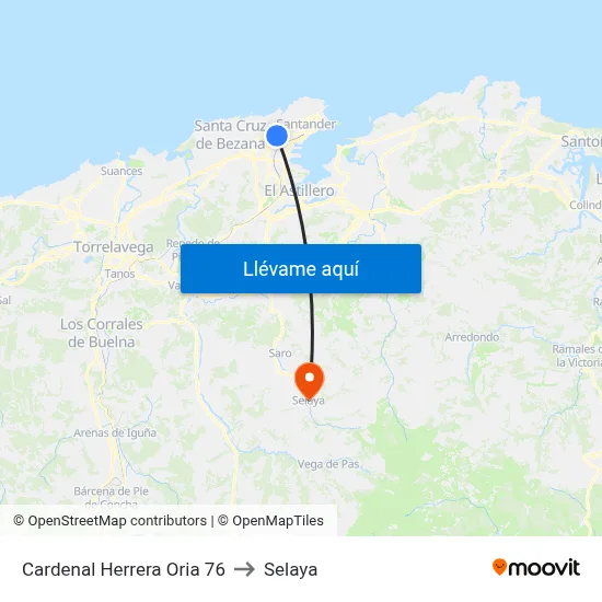 Cardenal Herrera Oria 76 to Selaya map