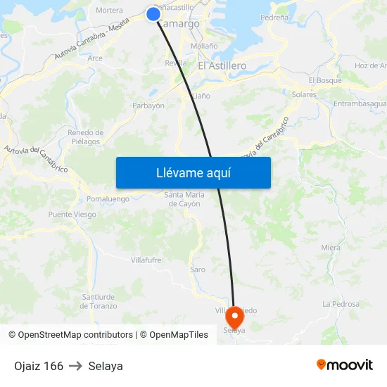 Ojaiz 166 to Selaya map