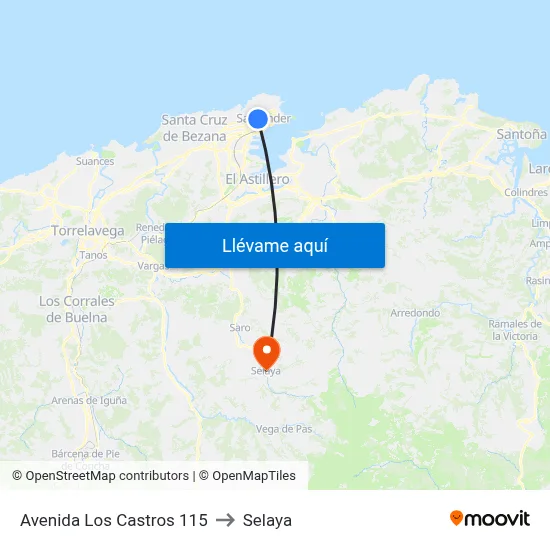 Avenida Los Castros 115 to Selaya map