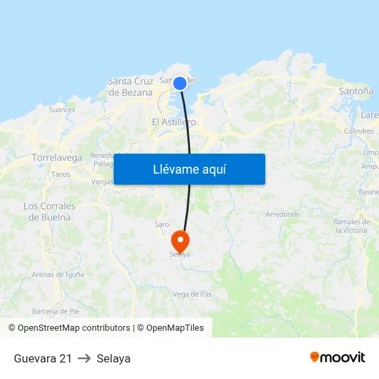 Guevara 21 to Selaya map