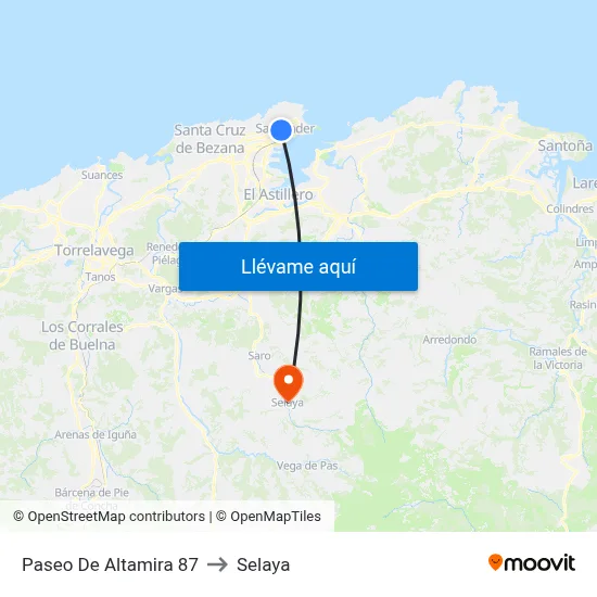 Paseo De Altamira 87 to Selaya map
