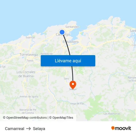 Camarreal to Selaya map