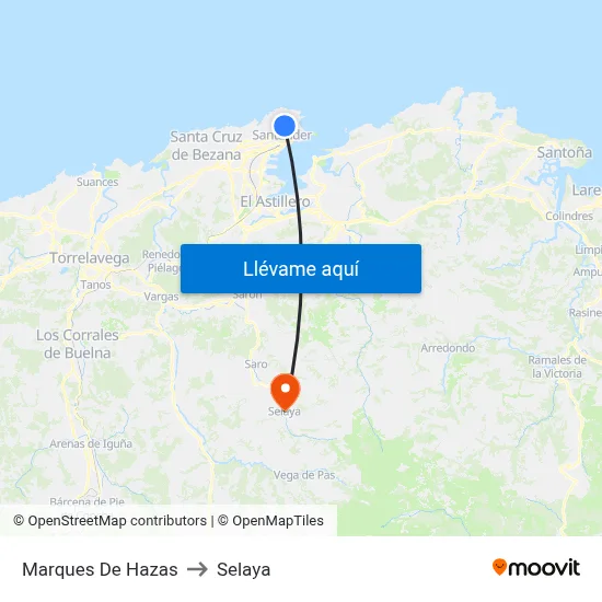 Marques De Hazas to Selaya map