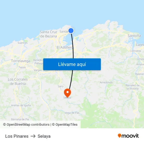 Los Pinares to Selaya map
