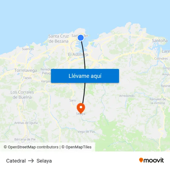 Catedral to Selaya map