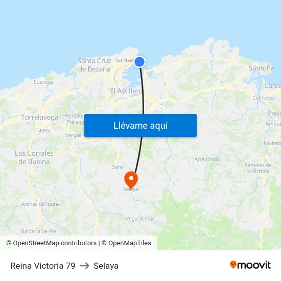 Reina Victoria 79 to Selaya map