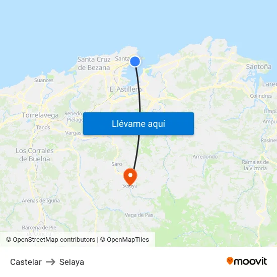 Castelar to Selaya map