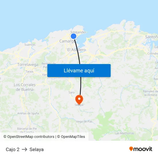 Cajo 2 to Selaya map