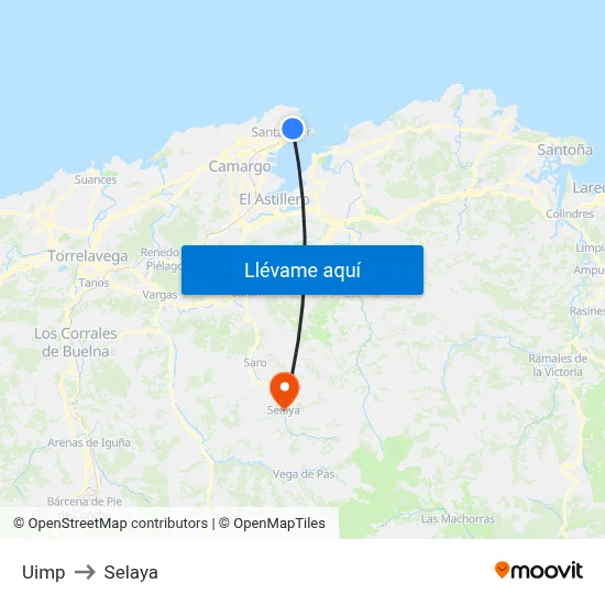 Uimp to Selaya map