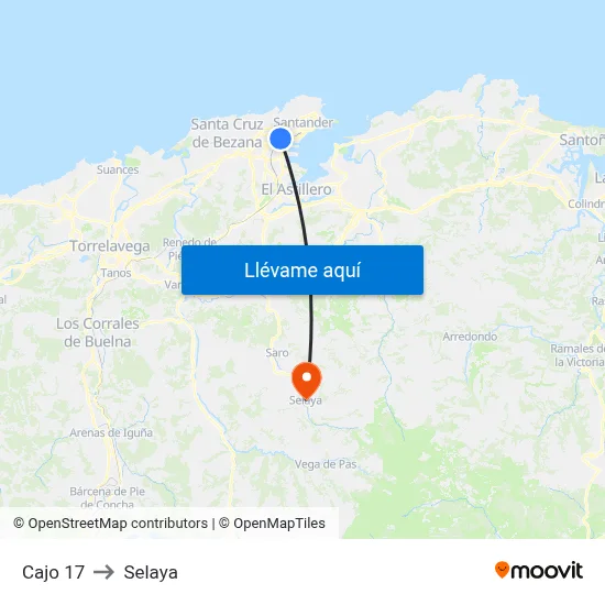 Cajo 17 to Selaya map