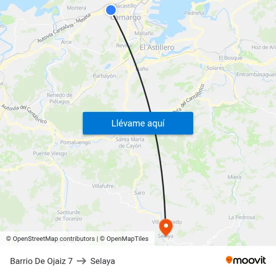 Barrio De Ojaiz 7 to Selaya map