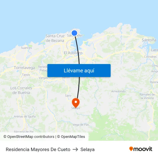 Residencia Mayores De Cueto to Selaya map