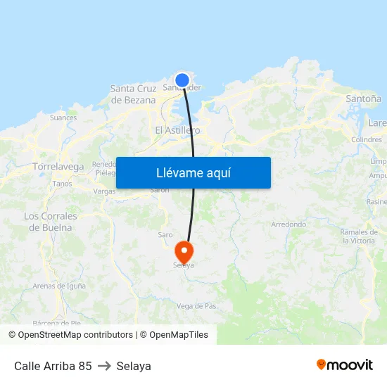 Calle Arriba 85 to Selaya map