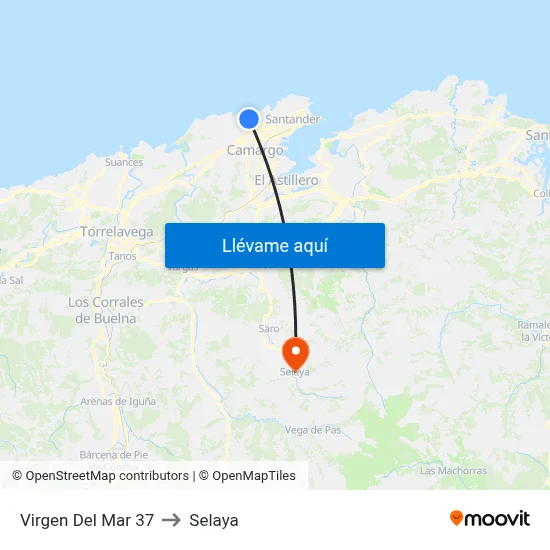 Virgen Del Mar 37 to Selaya map