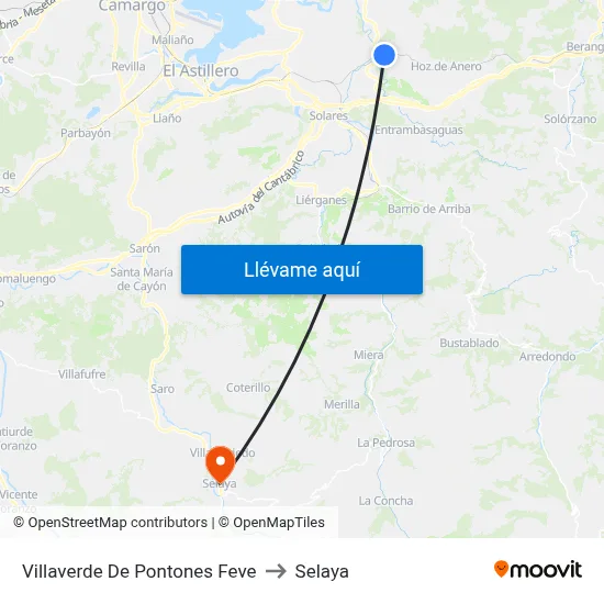 Villaverde De Pontones Feve to Selaya map