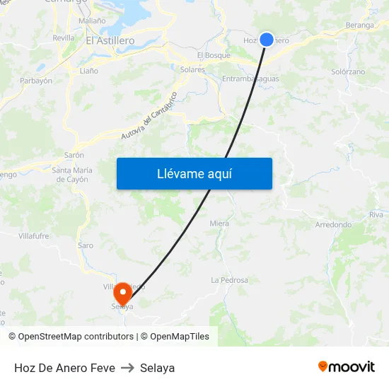 Hoz De Anero Feve to Selaya map