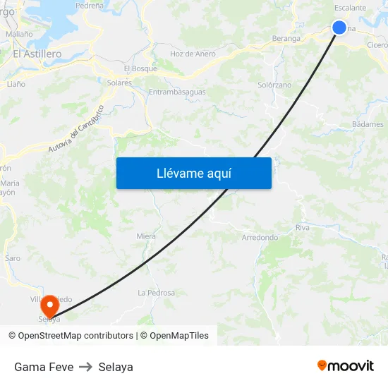 Gama Feve to Selaya map