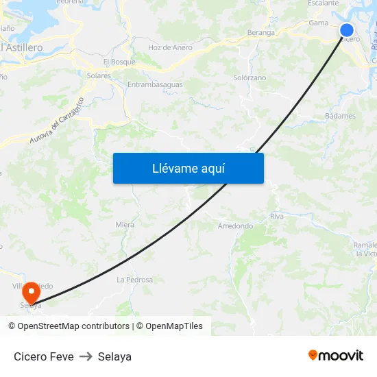 Cicero Feve to Selaya map