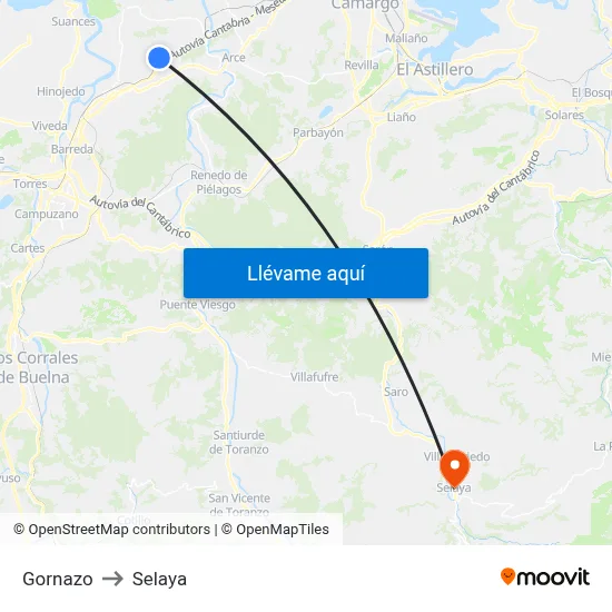 Gornazo to Selaya map