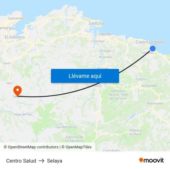 Centro Salud to Selaya map