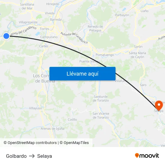Golbardo to Selaya map