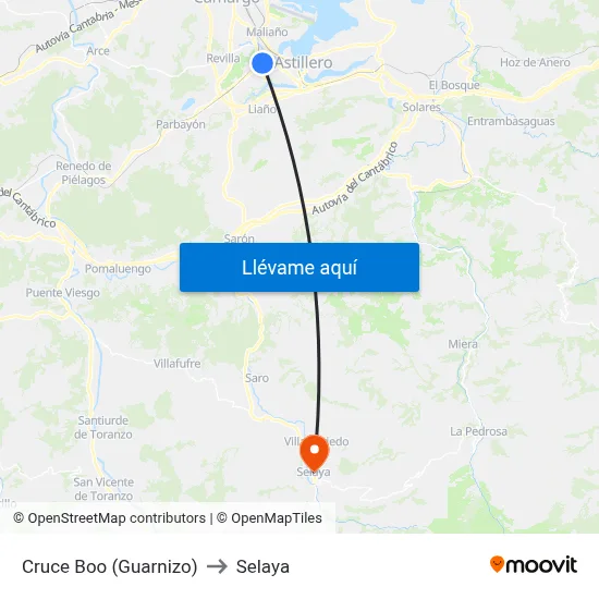 Cruce Boo (Guarnizo) to Selaya map