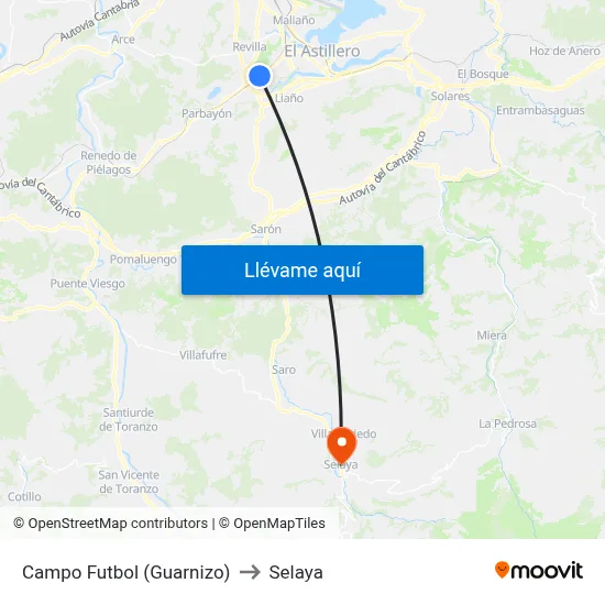 Campo Futbol (Guarnizo) to Selaya map