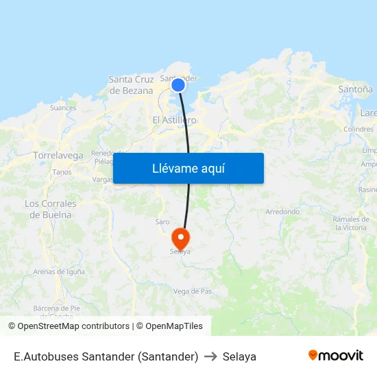 E.Autobuses Santander (Santander) to Selaya map