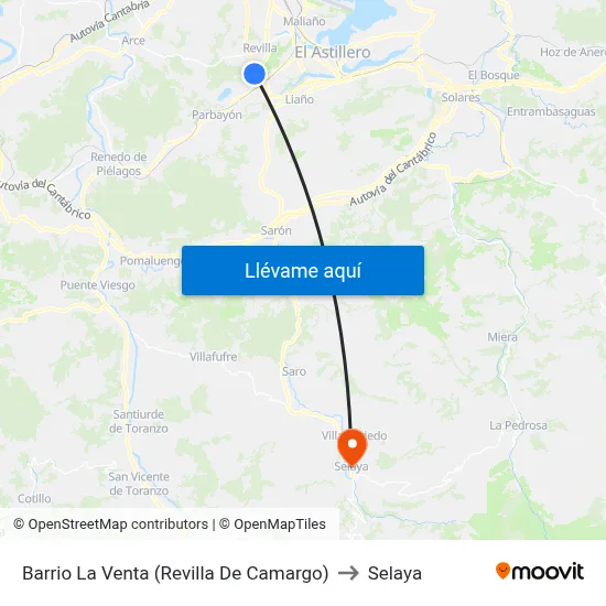 Barrio La Venta (Revilla De Camargo) to Selaya map