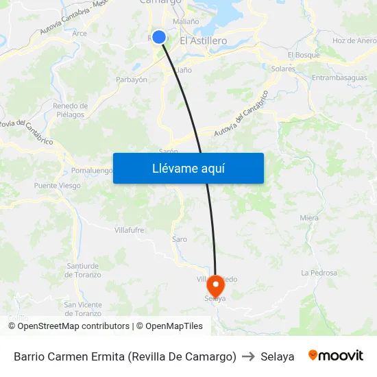 Barrio Carmen Ermita (Revilla De Camargo) to Selaya map