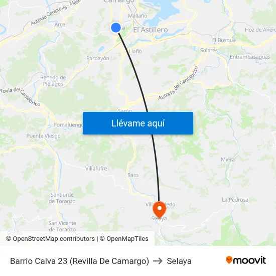 Barrio Calva 23 (Revilla De Camargo) to Selaya map
