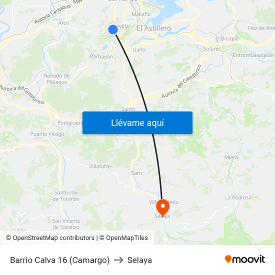 Barrio Calva 16 (Camargo) to Selaya map