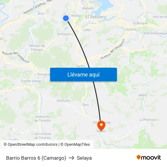 Barrio Barros 6 (Camargo) to Selaya map