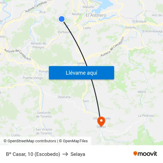 Bº Casar, 10 (Escobedo) to Selaya map