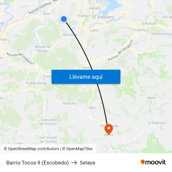 Barrio Tocos 9 (Escobedo) to Selaya map