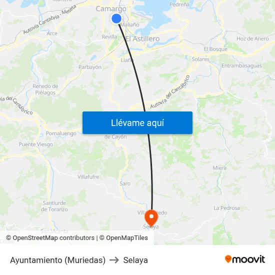 Ayuntamiento (Muriedas) to Selaya map