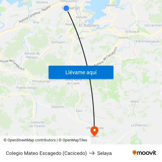 Colegio Mateo Escagedo (Cacicedo) to Selaya map