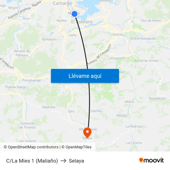 C/La Mies 1 (Maliaño) to Selaya map
