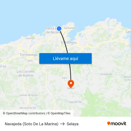 Navajeda (Soto De La Marina) to Selaya map