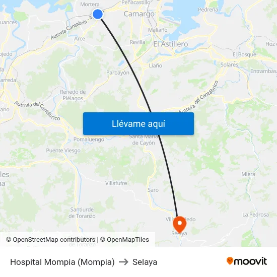 Hospital Mompia (Mompia) to Selaya map