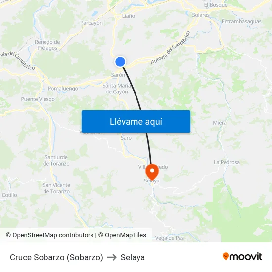 Cruce Sobarzo (Sobarzo) to Selaya map