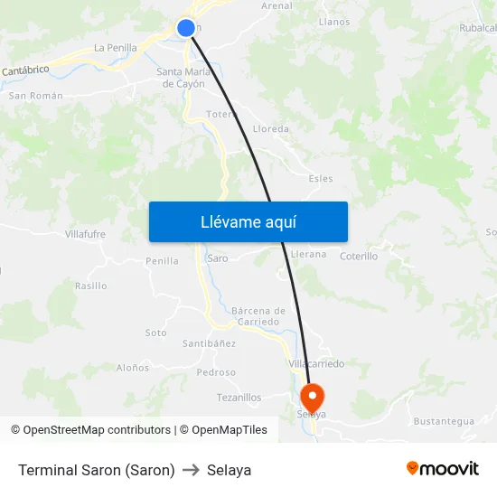 Terminal Saron (Saron) to Selaya map