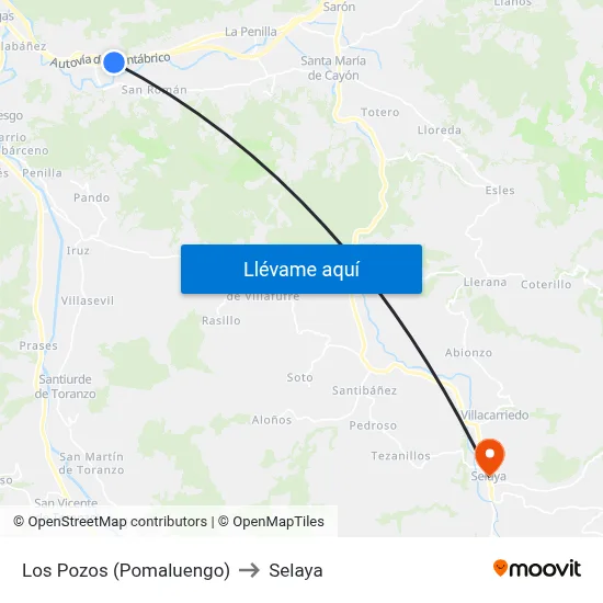 Los Pozos (Pomaluengo) to Selaya map