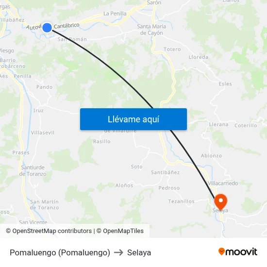 Pomaluengo (Pomaluengo) to Selaya map