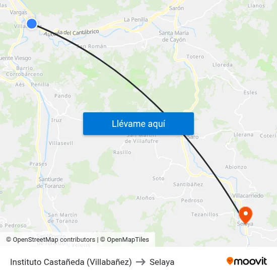 Instituto Castañeda (Villabañez) to Selaya map