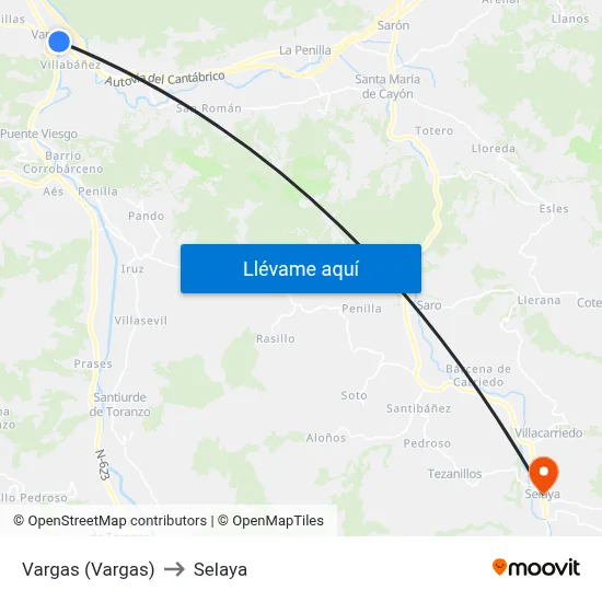 Vargas (Vargas) to Selaya map