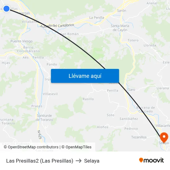 Las Presillas2 (Las Presillas) to Selaya map